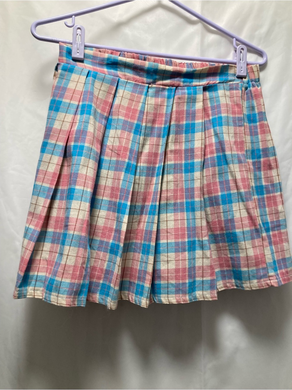 Beautées Pastel Plaid Pleated Mini Skirt 28” at the waist M/L